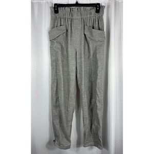 ZARA Women‎ Gray Textured Paperbag Waist Cropped Pants Elastic Waist Pockets XS